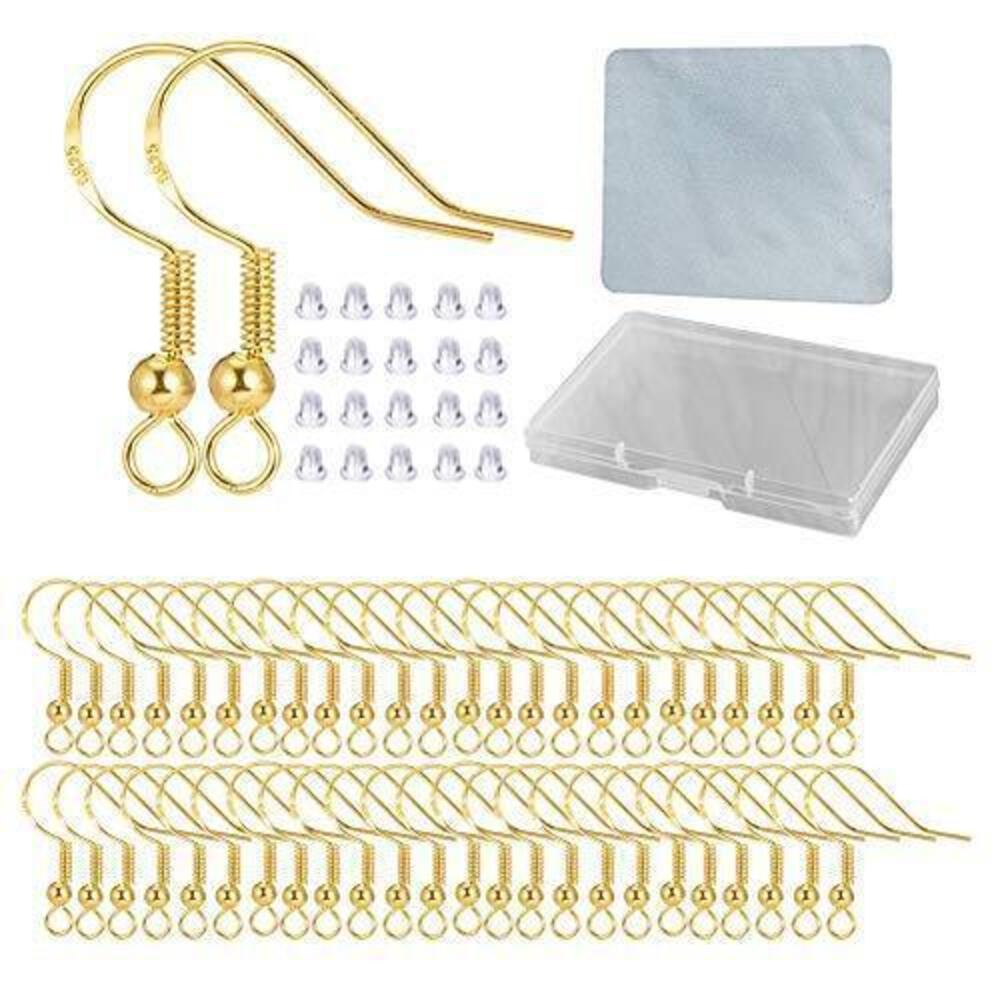 5630 Hypoallergenic Gold Earring Hooks - 120 pcs/60 Pairs 18k Gold Nickel